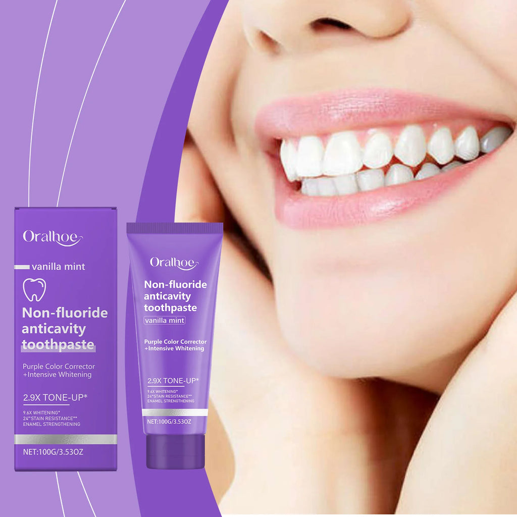 Oralhoe Purple Whitening Toothpaste – Vanilla Mint, Fluoride-Free Whitening Toothpaste Oasis Select