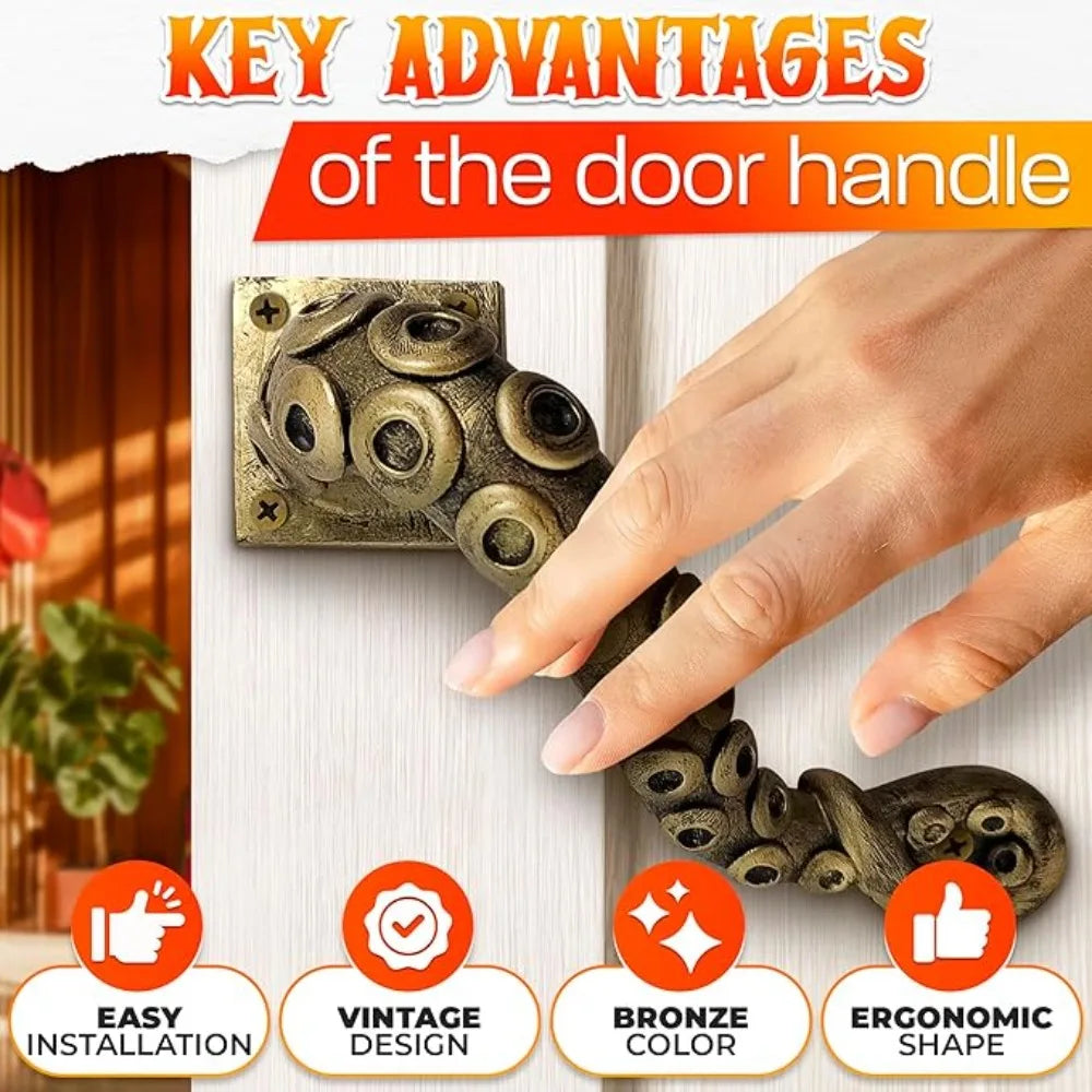 Animal Style Vintage Octopus Door Knob Outdoor Hook Furniture Drawer Bar Pulls Handle Hardware Ancient Pull Home Decoration Oasis Select