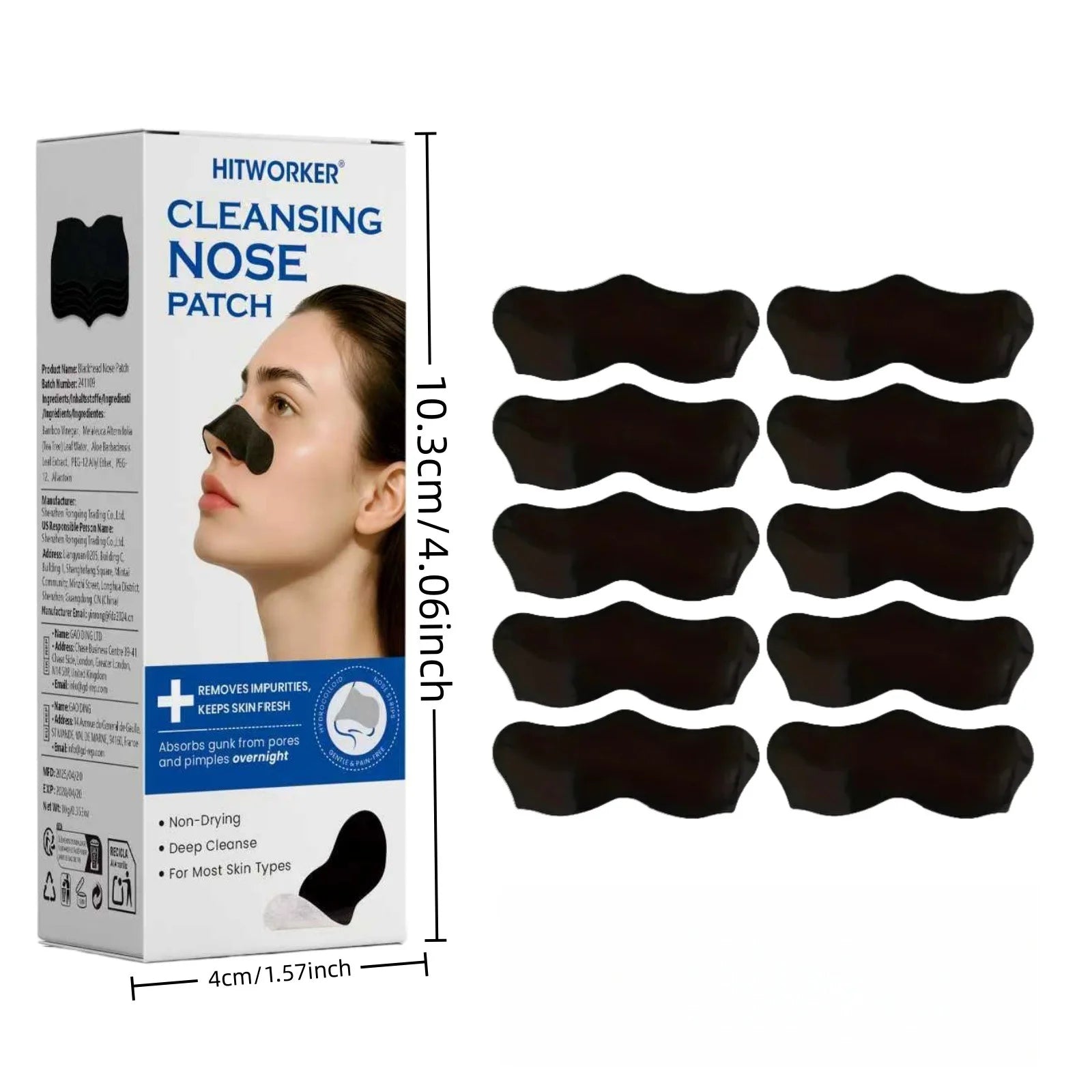 HITWORKER Blackhead Remover Nose Patch Charcoal Pore Strips Deep Cleansing Nose Strips Oil Control Pore Cleaner Skin Care Oasis Select