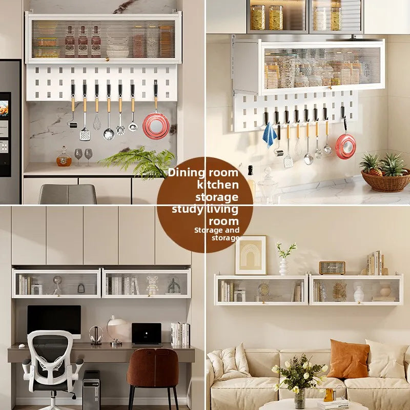 Kitchen multi-functional wall-mounted hanging cabinet seasoning rack upturned locker household dust with door storage rack Oasis Select