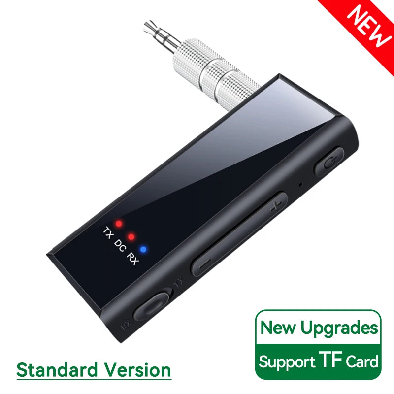 New Bluetooth 5.4 Audio Transmitter Receiver 3.5MM AUX Stereo Music Wireless Adapter With Mic Support TF Card Play For Car TV PC Oasis Select Standard Version