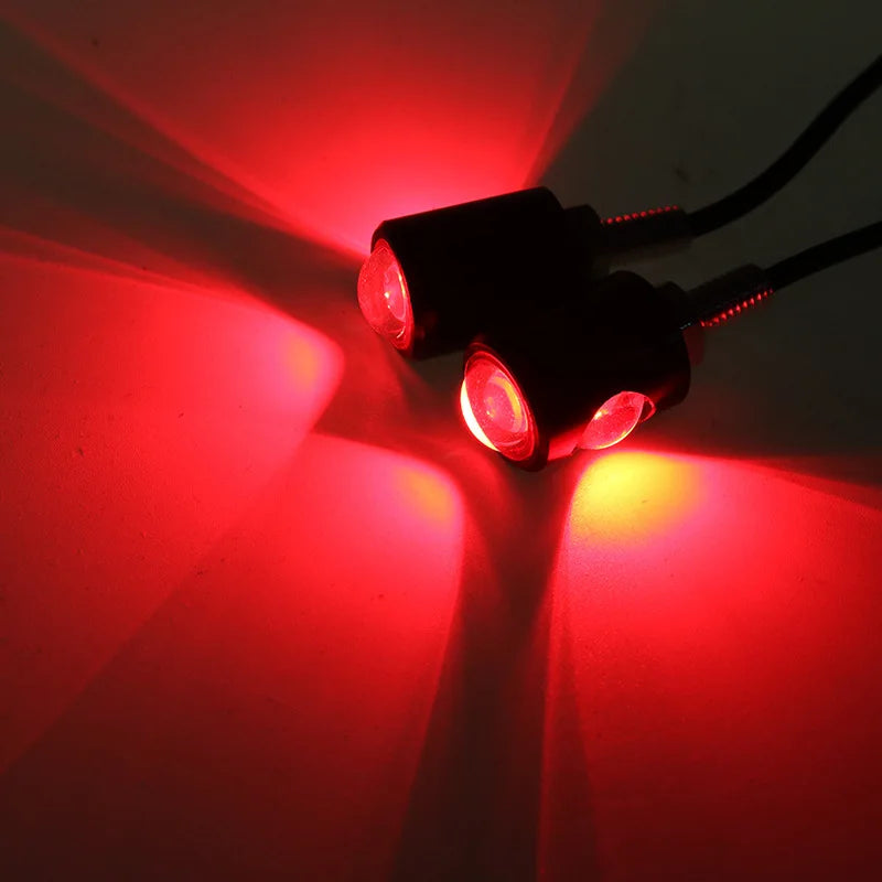 Motorcycle Signal Lamp Mini License Plate Light LED Eagle Eye Shape Turn Signal Indicator Tail Rear Light Brake Fog Lamp Bulb Oasis Select 2PCS Red