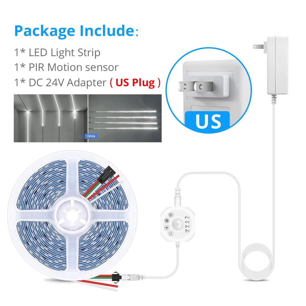 Interesting Water Flow Chasing Tape Horse Race Pixels Design LED Strip Light 24V for Stair Corridor Entrance Door Night Lighting Oasis Select 10M White US