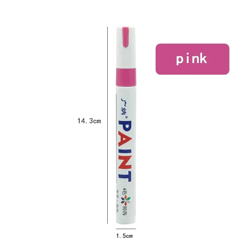 White Waterproof Cars Wheel Tire Oily Mark Pen Auto Rubber Tyre Paint Pen Cd Metal Permanent Paint Marker Graffiti Touch Up Oasis Select Pink