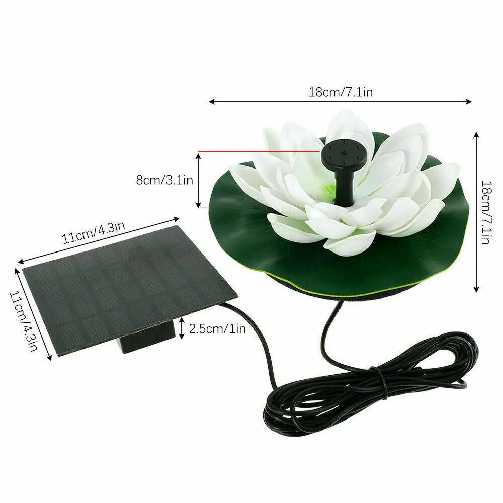 Mini Lotus Solar Water Fountain Pond Decoration Waterfall Fountain Outdoor Bird Bath Solar Powered Floating Garden Fountain Oasis Select