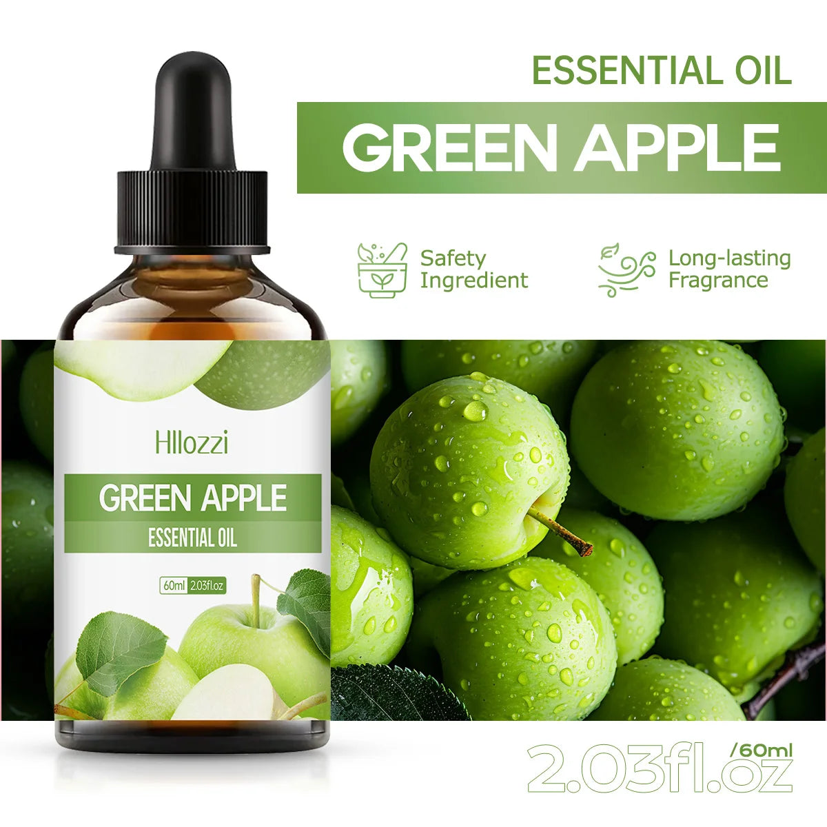 Hllozzi Green Apple Essential Oil 30ml 60ml 100ml Diffuser