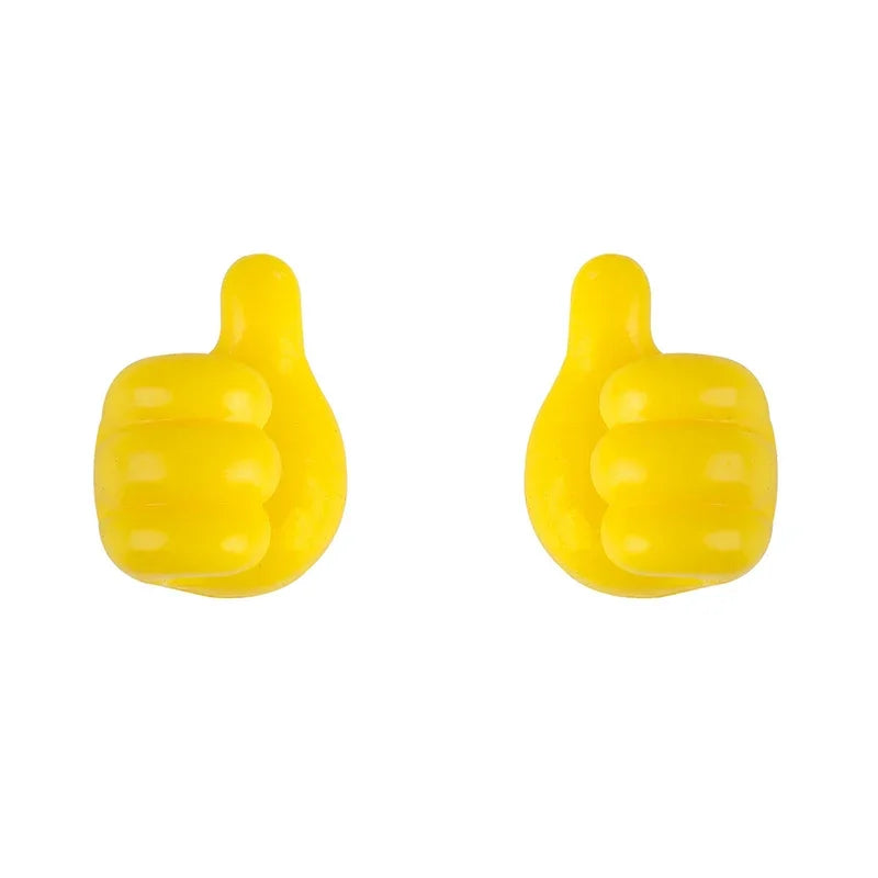 Hand-shaped Rubber Holder Glasses Cable Power Cord Charging Line Self Adhesive Mini Hook Car Storag Organizer Gadget Decorations Oasis Select Yellow