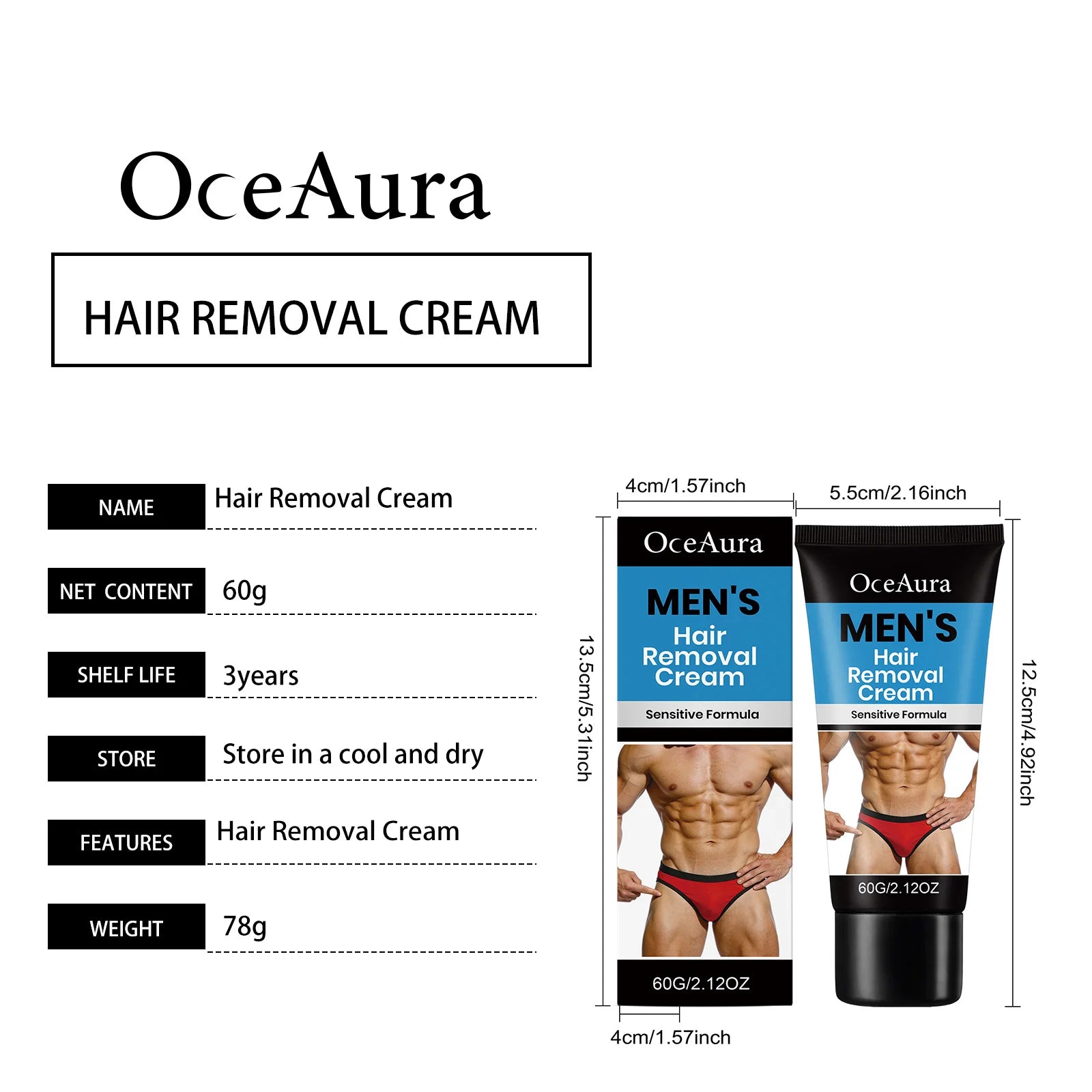 Men’s Hair Removal Cream Gentle Depilatory Painless Body Hair Remover For Legs Armpit Chest Back Quick Smoothing Effective Oasis Select