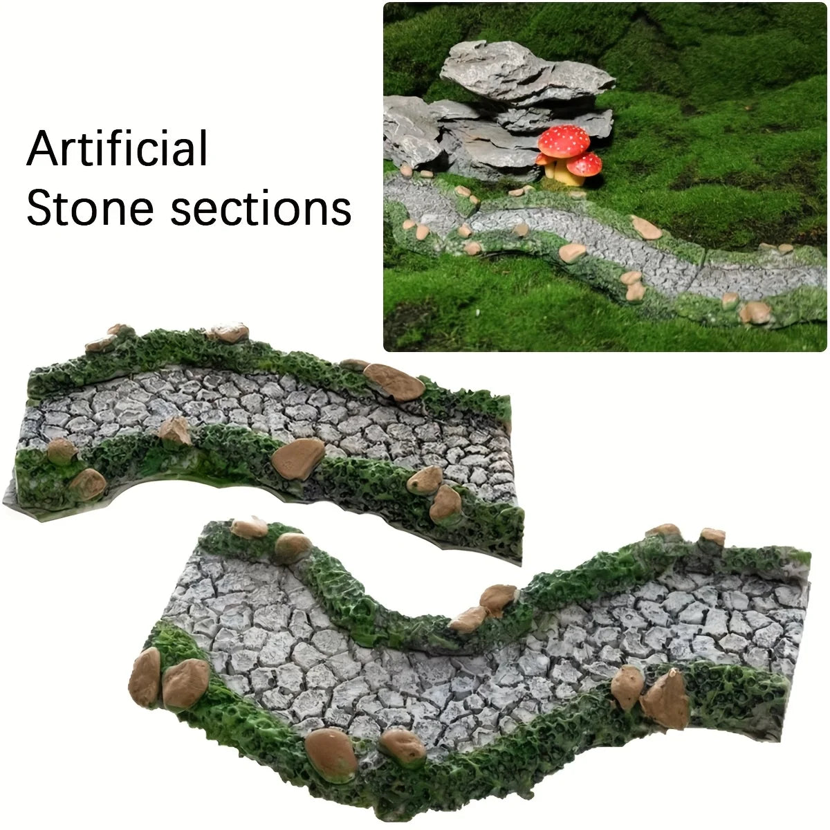Artificial stone paths, fairy garden paths, resin art decorations, micro landscapes, flower pot miniature landscaping, DIY Oasis Select