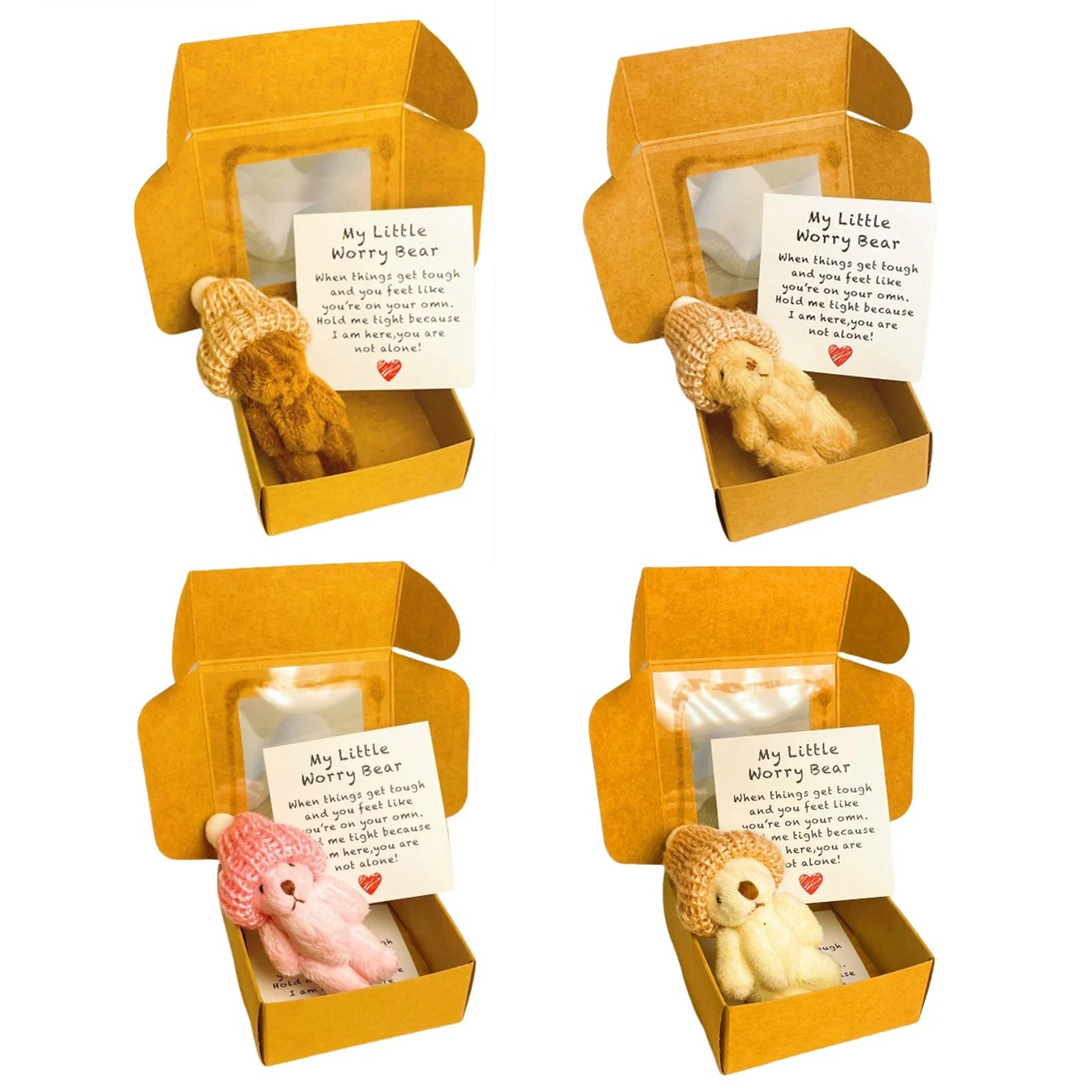 Mini Plush Bear in a Box with Inspirational Card | Cute Gift