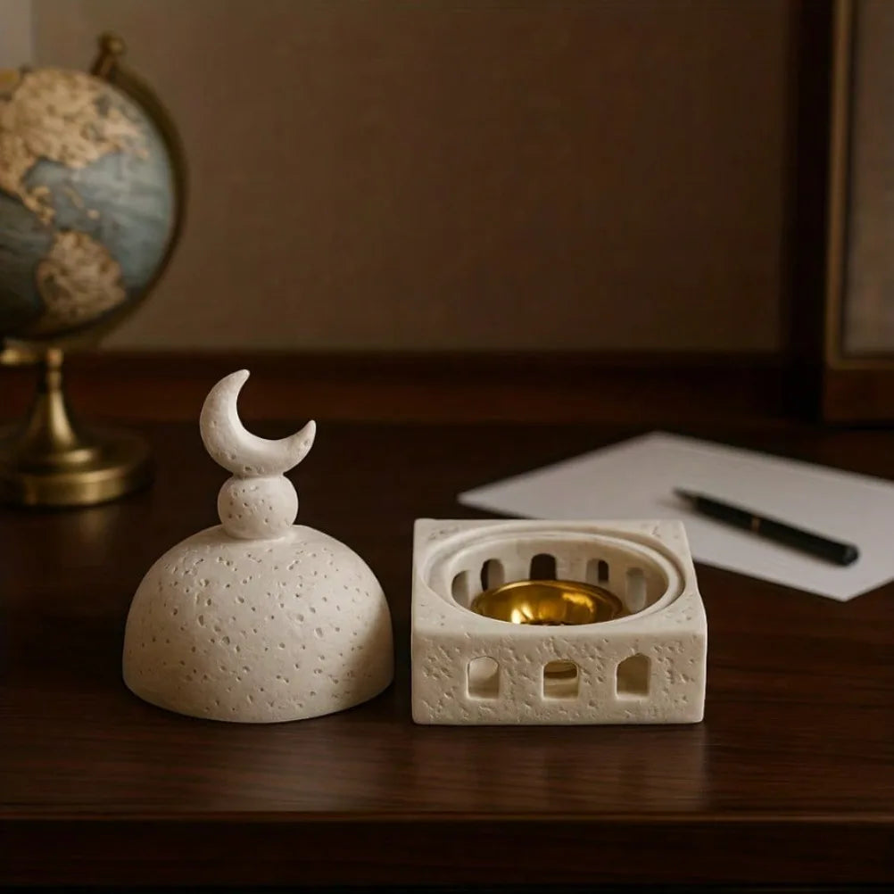 Moon Castle Incense Stand Castle Aromatherapy Stove Decorate Living Rooms or Offices During Ramadan Eid Al Fitr Decoration Oasis Select