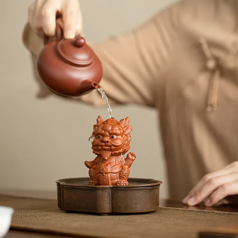 Purple Clay Dragon Tea Pet Ornament Cover Tea Play Tea Table Tea Brewing Play Small Tea Pet Kung Fu Tea Ceremony Accessories Oasis Select