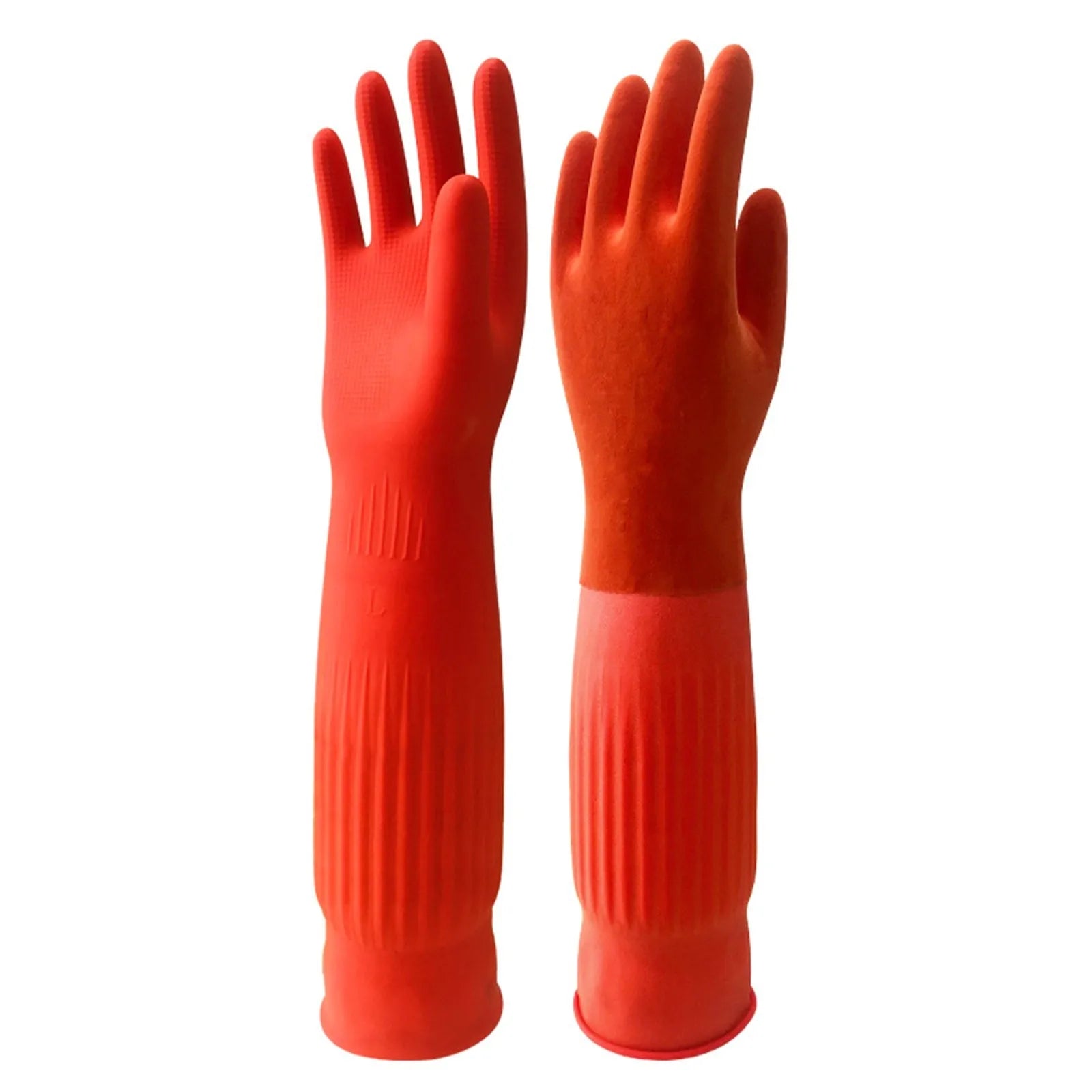 1pair Flexible Comfortable Rubber Clean Gloves Red Dish Washing Long Home Bathroom Cleaning Kitchen Accessories Oasis Select Red M