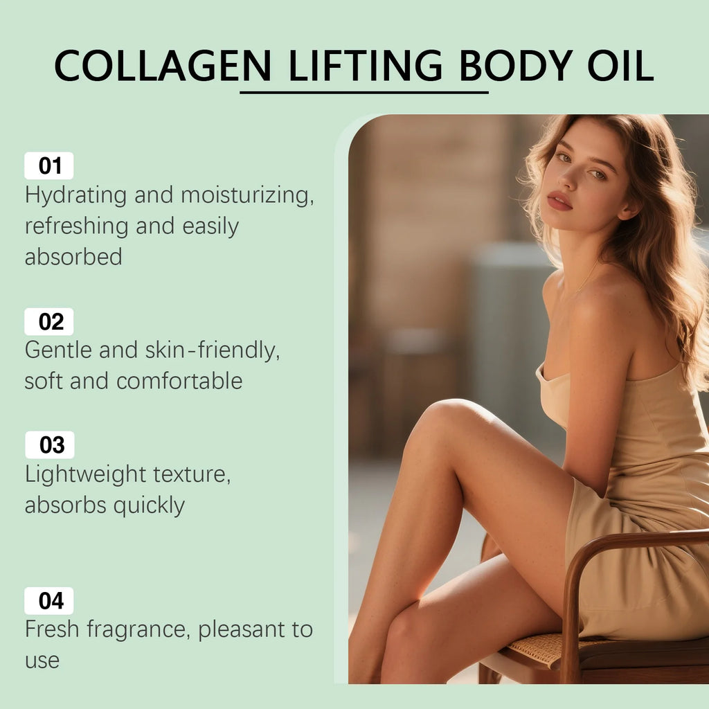 Collagen Lifting Body Oil Firming Hydrating Body Oil for Skin Elasticity Tightening Nourishing Daily Care Massage Essential Oil Oasis Select