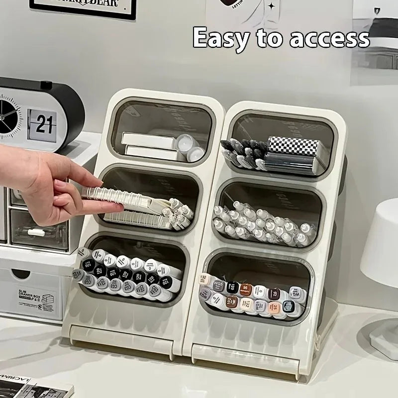 1pcs Oblique Design Desktop Pen Storage Box Large Space Stationery Organizer Holder for School Office Cosmetic Storage Oasis Select
