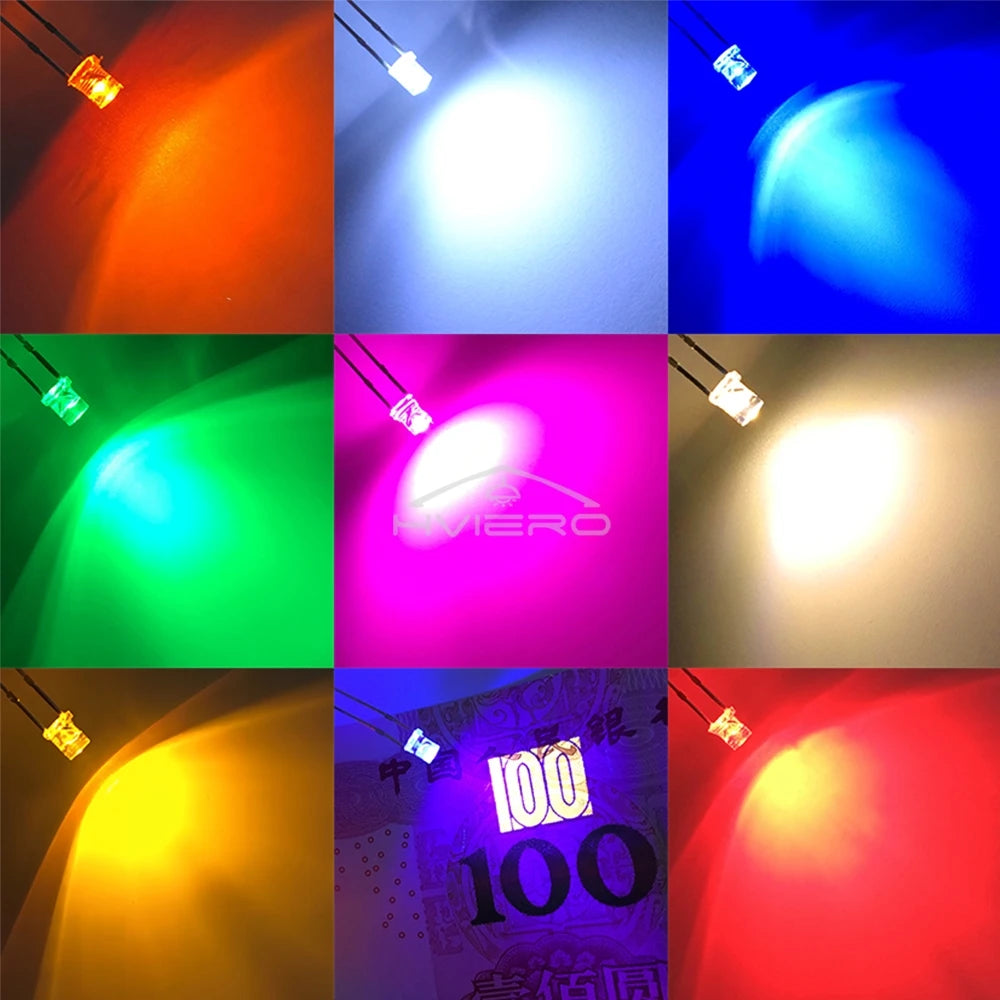 100pcs 3mm Flat Top Ultra Bright LED Diodes | Wide Angle DIY