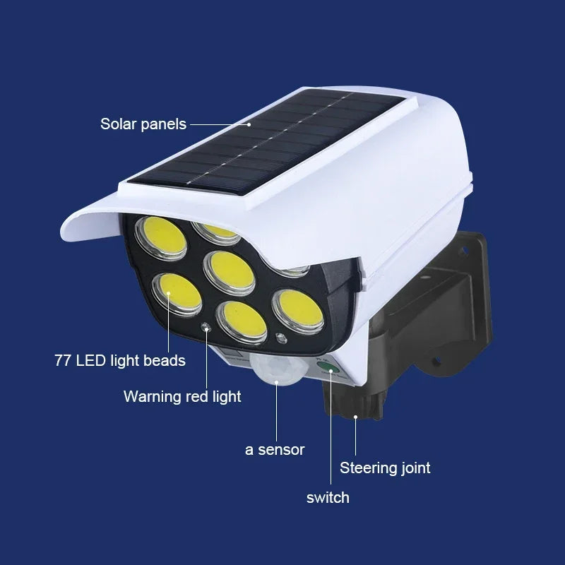 3Modes Multi-angle Lighting Remote Control Solar Powered Simulation Monitoring Induction Wall Lamp with Red Light Warning for Co Oasis Select