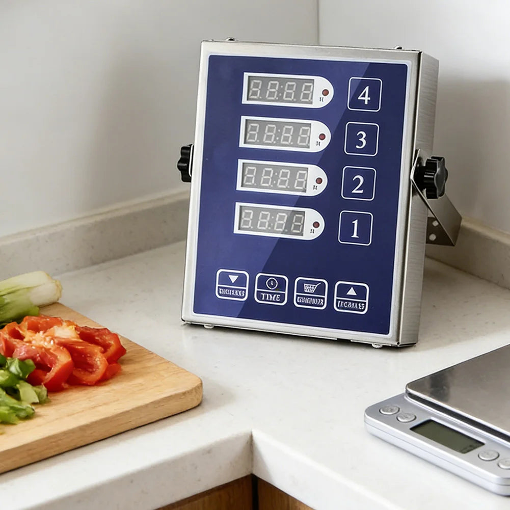 4-Channel Digital Kitchen Timer | LED Display & Loud Alarm