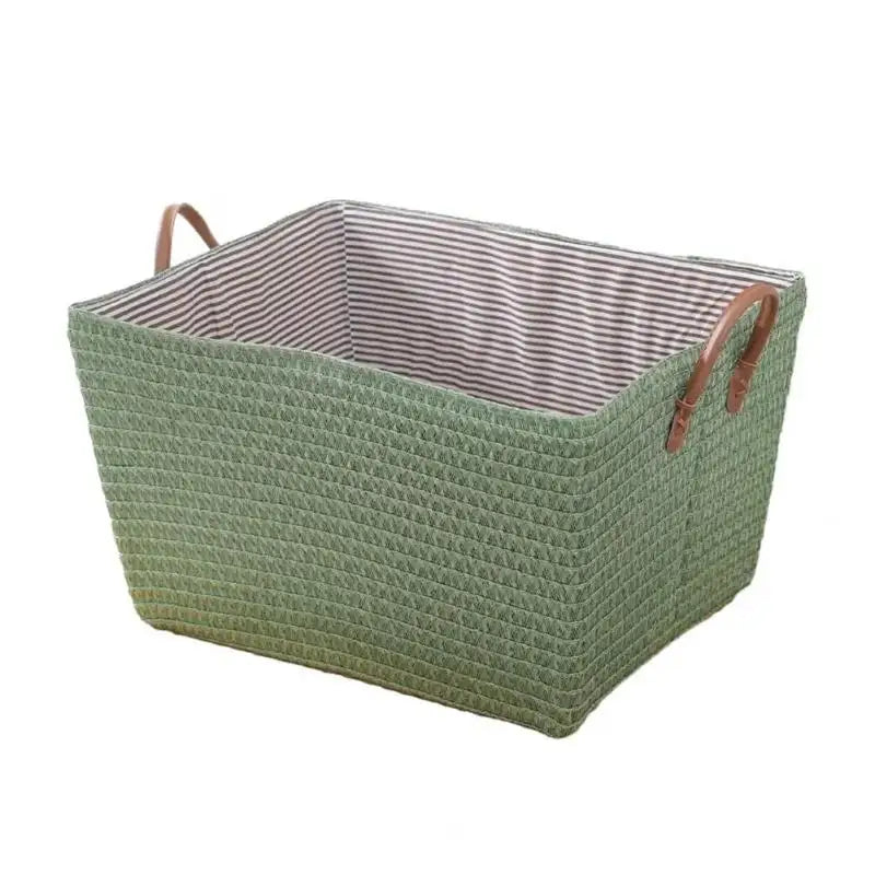 Household Japanese-style Foldable Rattan-like Woven Dirty Clothes Storage Basket Toy Tabletop Straw Basket For Snacks Oasis Select Green