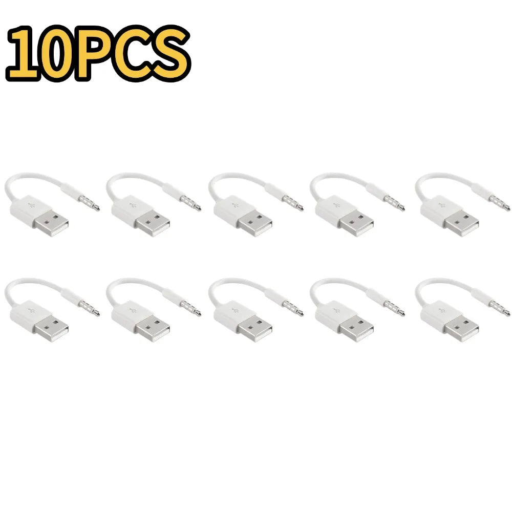 Charger Data USB 3.5mm Sync Audio Cable For IPod Shuffle 3rd 4th MP3 Player 7th 6th 5th 1st Gen Accessories Oasis Select 10pcs