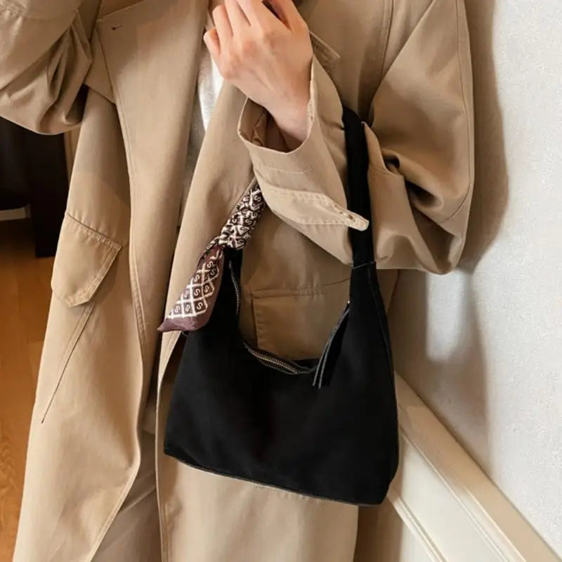 Retro PU Leather Hobo Shoulder Bag with Silk Scarf | Women