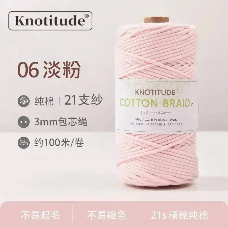3mm Macrame Braid Cotton Cord 109Yards Pure Cotton Rope For Bracelet Knots, DIY Craft Making 100m Oasis Select Pink Light Pink 3.0mm 100m
