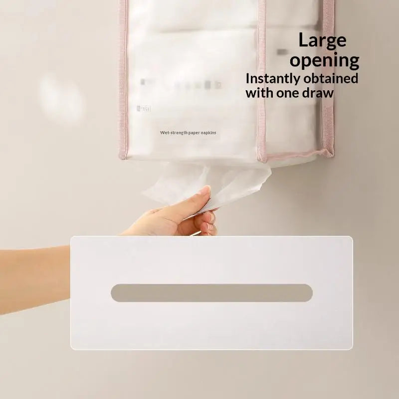 SUSU 1PCS Wall Mounted Tissue Holder Bag Waterproof Hanging Storage Pouch Multi Purpose Organizer for Bathroom Kitchen Oasis Select