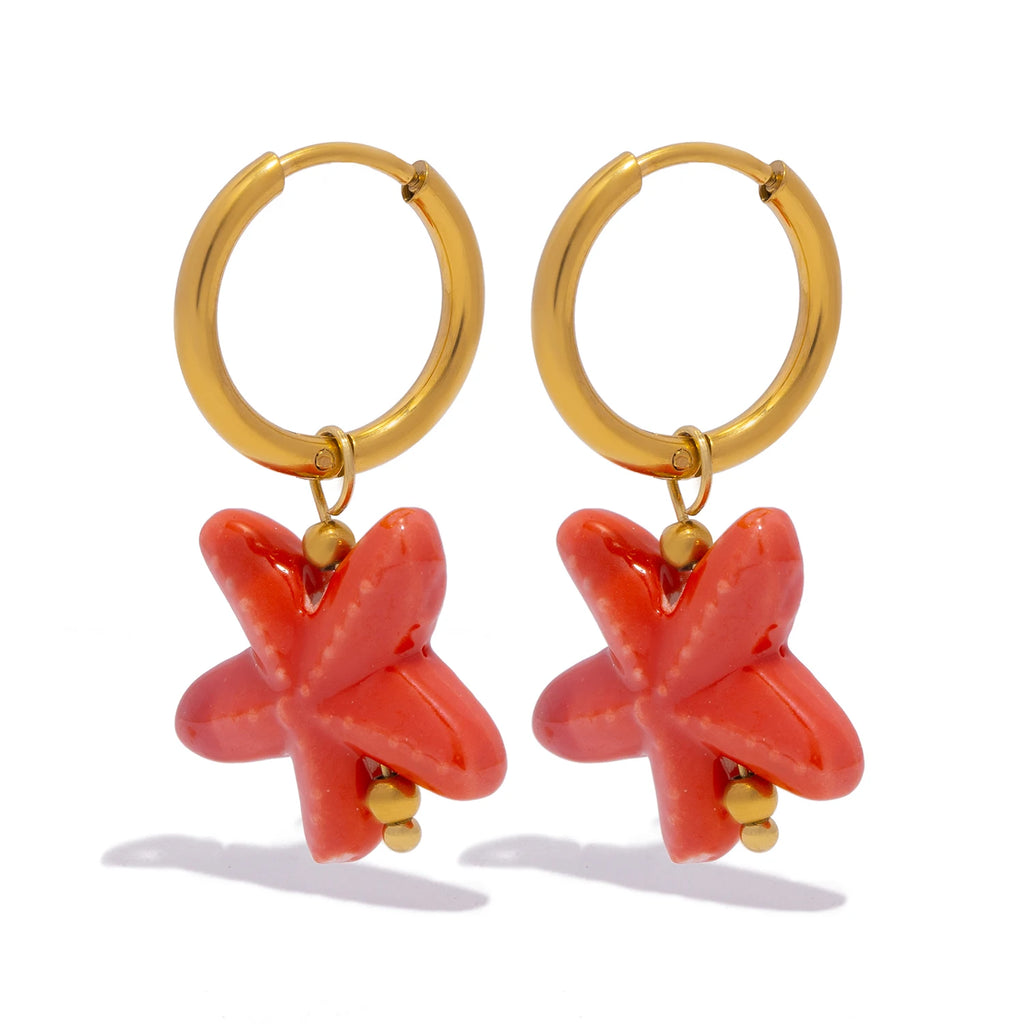 UHBINYCA Ceramic Dopamine Earrings for Women, Colorful Vibrant Pendant Youthful Hypoallergenic Stainless Steel Jewelry Gift Oasis Select RED