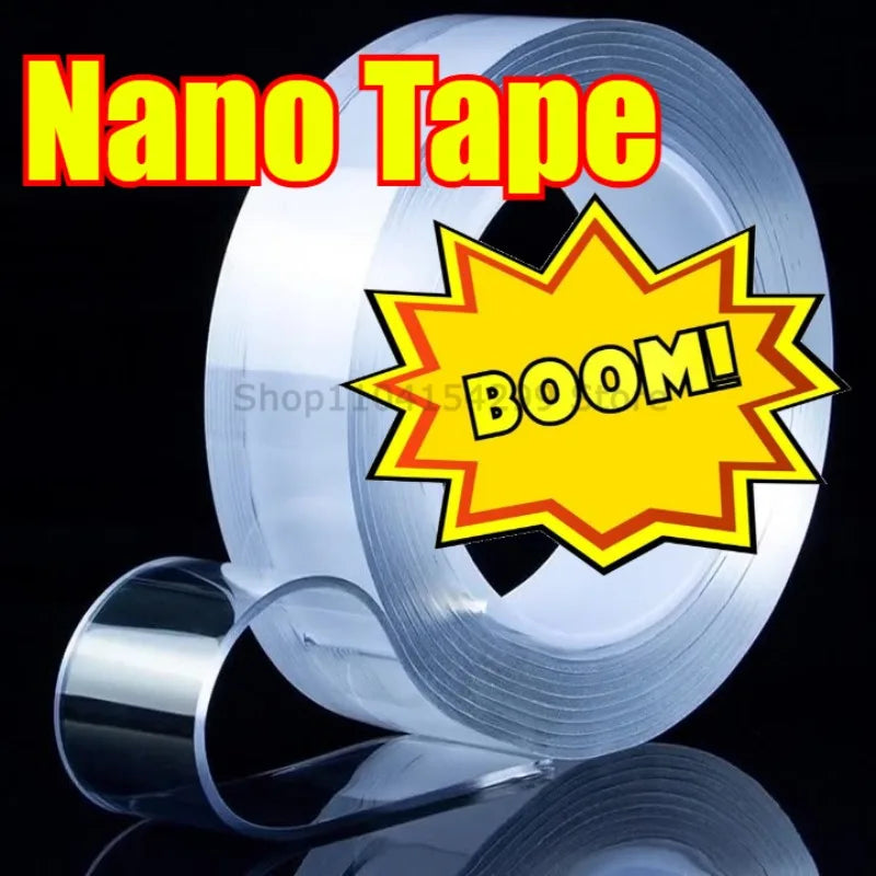 Nano Tape Double Sided Tape Transparent Reusable Waterproof Adhesive Tapes Cleanable Kitchen Bathroom Supplies Tapes Oasis Select