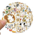 64Pcs Cute Cat Cartoon Stickers Aesthetic Kawaii Animal Decals Kids Toys Scrapbook Laptop Luggage Phone Graffiti Sticker Oasis Select one size