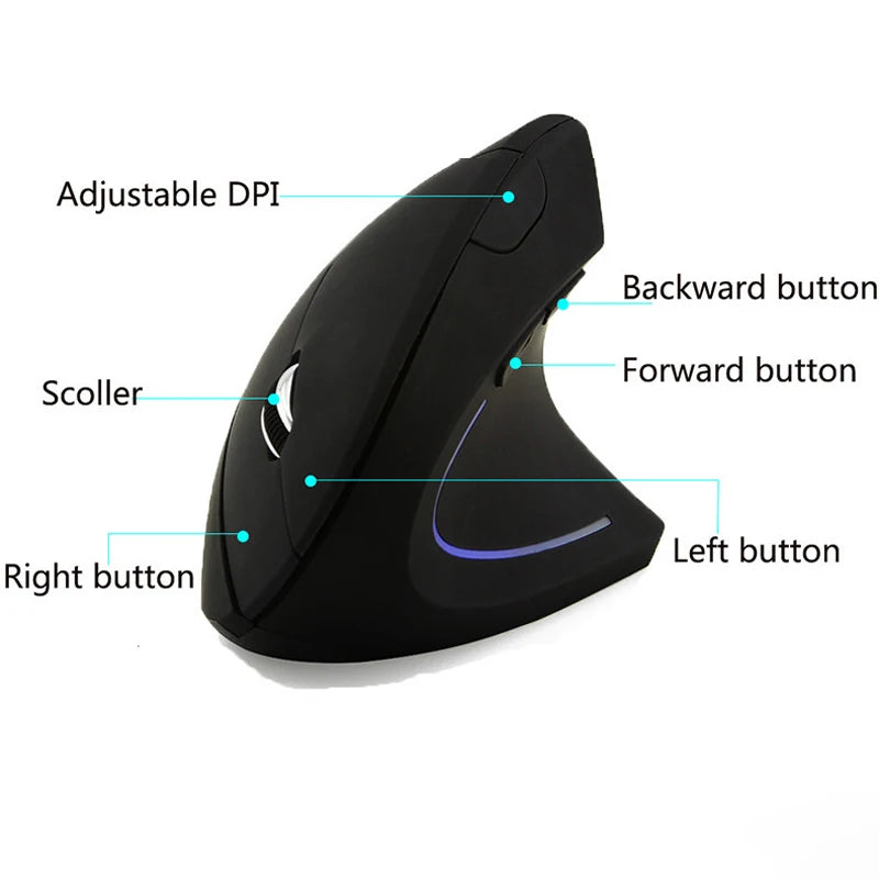 AyeBeau Vertical Ergonomic Wireless Bluetooth Mouse – 6 Button