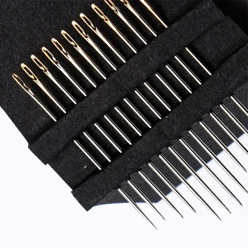 12/24/36pcs Self-Threading Sewing Needles Stainless Steel Quick Blind Threading Needle Stitching Pins DIY Punch Needle Threader Oasis Select