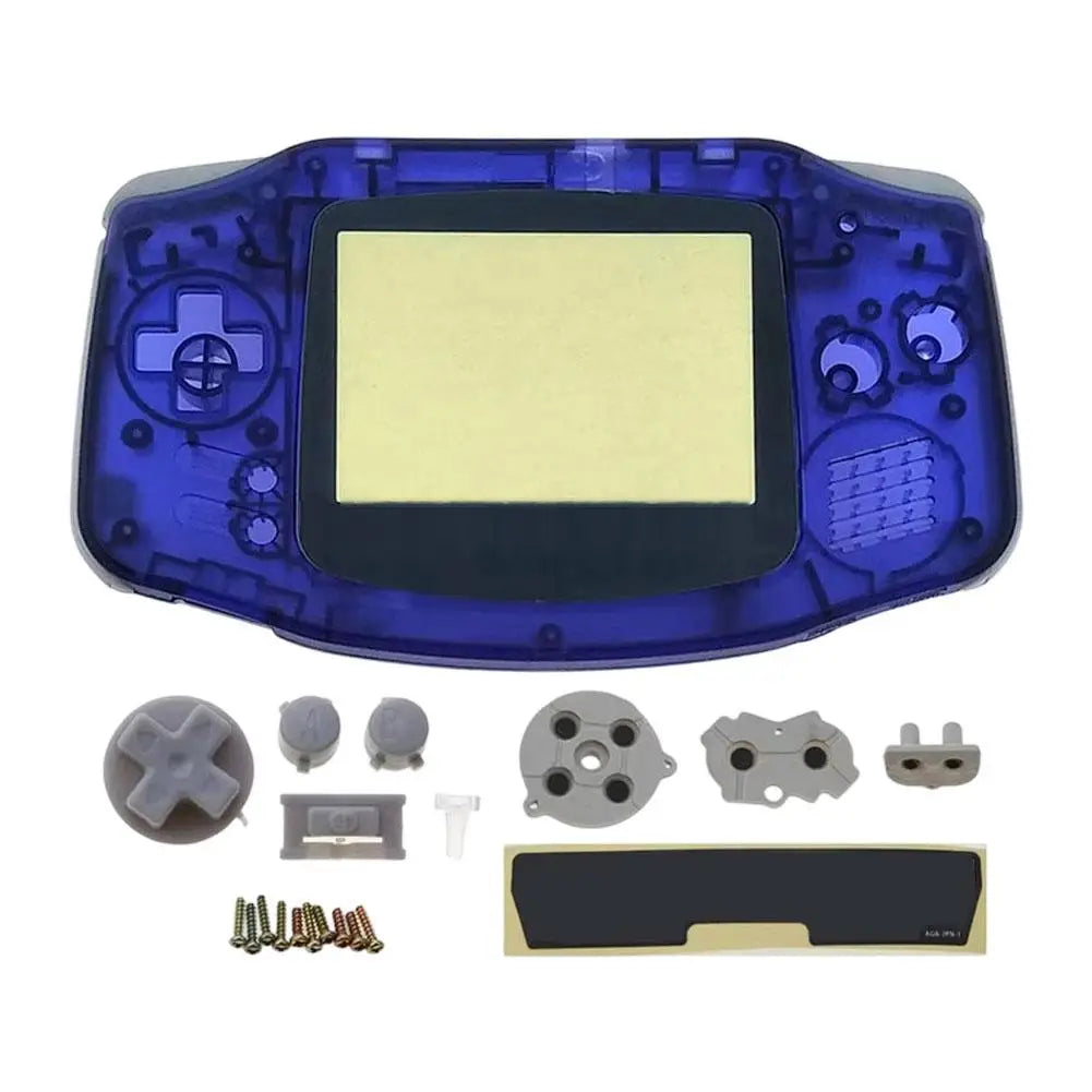 Full Housing Shell Replacement for Game Boy Advance GBA Clear Transparent Custom Case Cover Buttons Screws Full Set DIY Repair Oasis Select Clear Blue