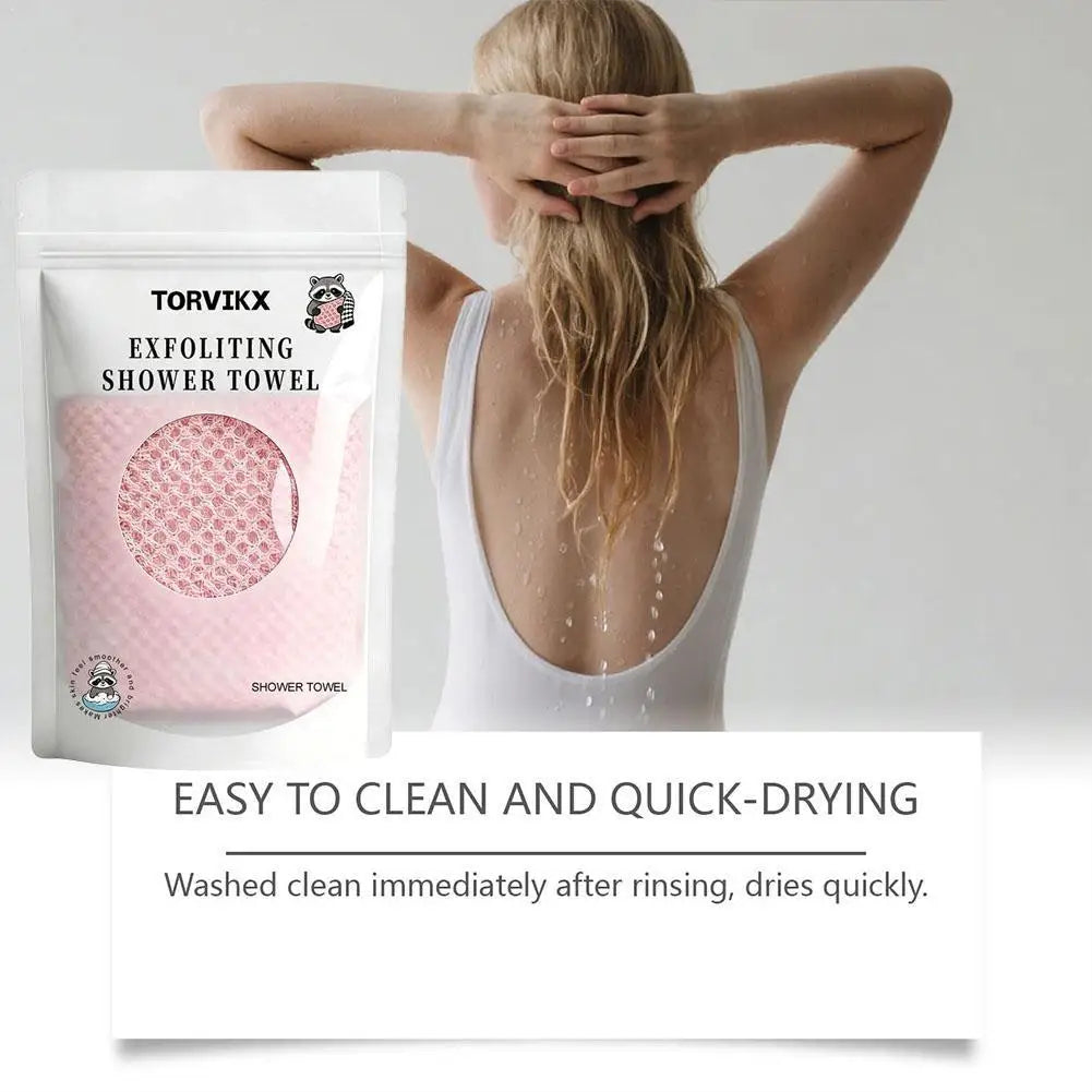 Exfoliating Shower Towel – Deep Cleansing Body Scrub Tool Body Exfoliating Towel Oasis Select