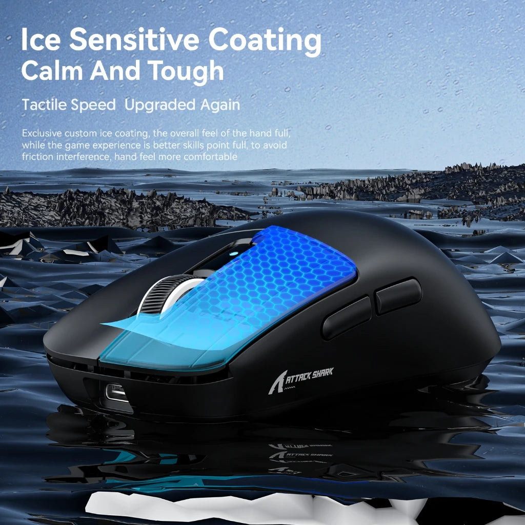Attack Shark R6 Gaming Mouse 38g Ultra-Light, PAW3950 8K Return Rate Wireless, Nordic 52840, 24000DPI, Tri-Mode Oasis Select
