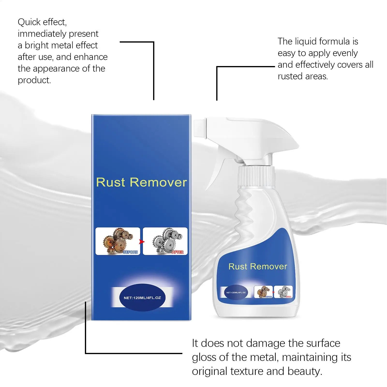 120ml Iron Rust Dust Remover Spray Metal Cleaner for Automotive Parts Tires Wheels Paint Prep Surface Restoration Tire Cleaner Oasis Select