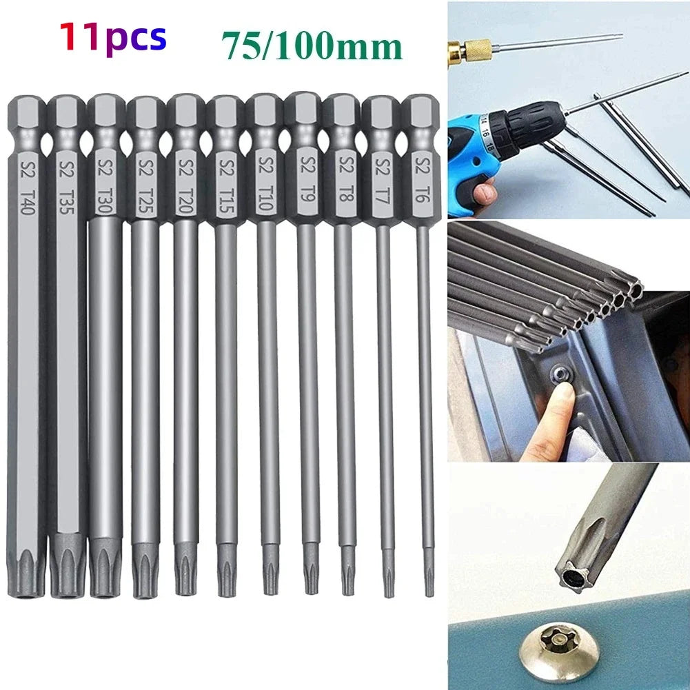 SLADE 11-Pc S2 Torx Bit Set T6–T40 Magnetic 75–100mm Torx Screwdriver Bit Set Oasis Select