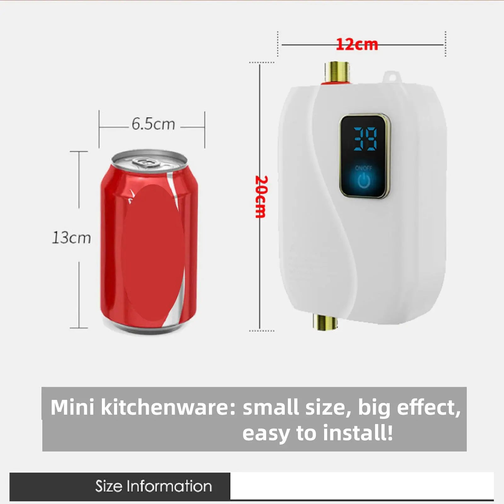 Instant Water Heater 220V 3500W Mini Electric Tankless Hot Water Heater Bathroom Kitchen Washing with LCD Display for Shower Oasis Select
