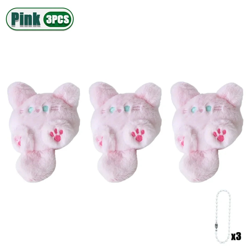 1-20PCS Cute Plush Long Tail Cat Pendant Cat Doll Doll School Bag Charm Key Charm Children's Birthday Gift Holiday Friend Gift Oasis Select Pink-3PCS