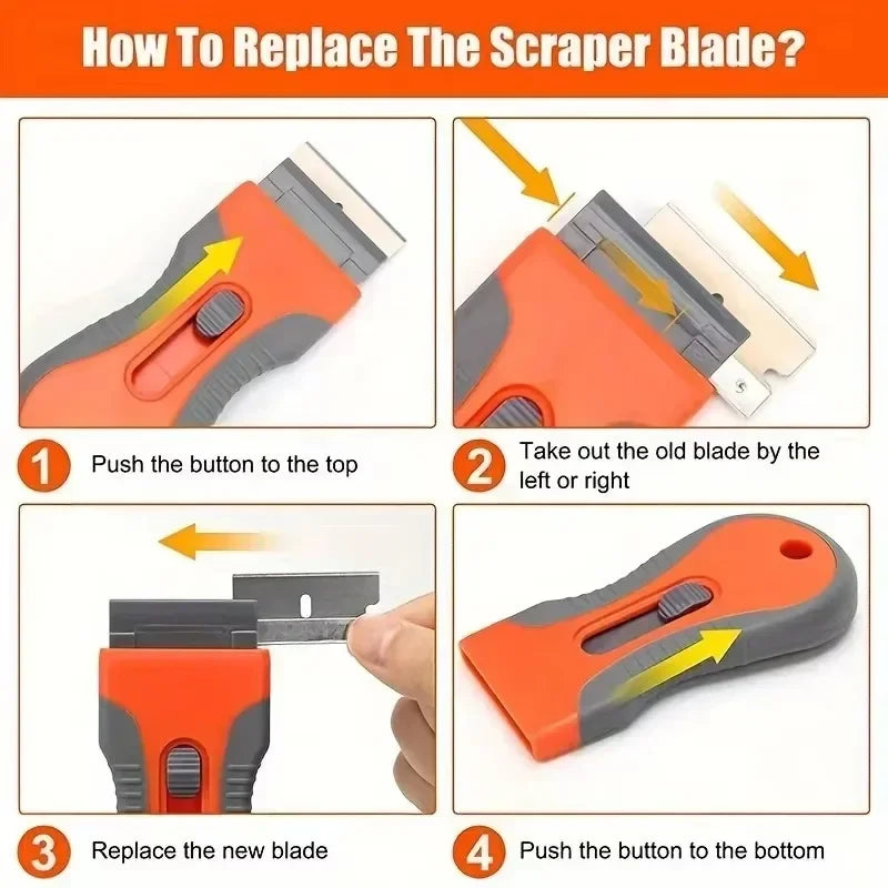 1 Set Glue removal blade With 10 Blades, Telescopic Adjustment Knife, Cleaning Scraper Tool For Removing Labels,Stickers,Paint Oasis Select