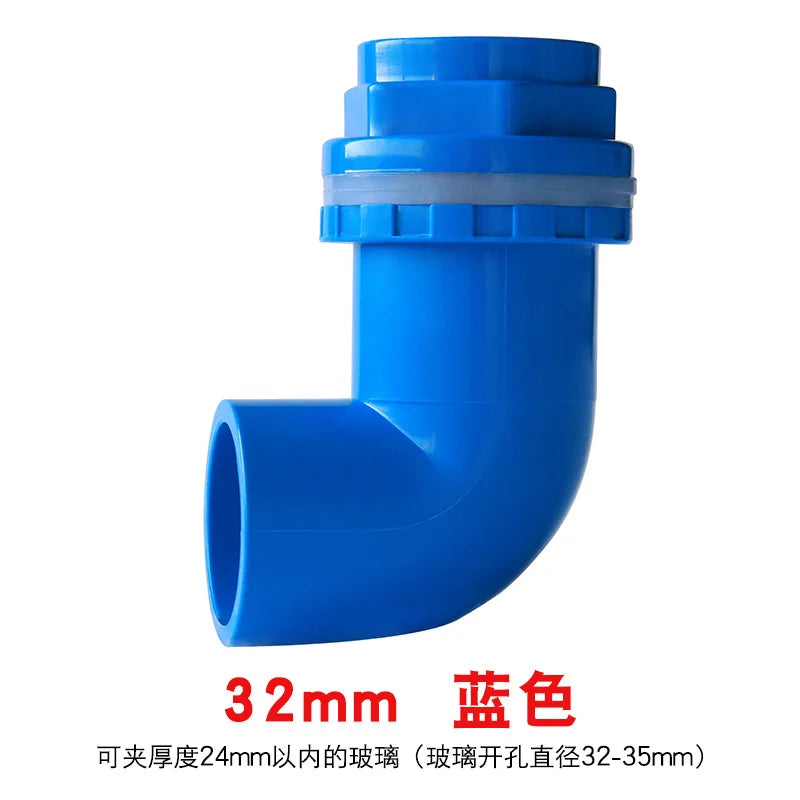 5pcs Elbow Drainage Connector Fish Tank OverflowI.D20~50mm PVC Aquarium Joints Water Inlet Outlet Supply Pipe DIY Drain Fittings Oasis Select Blue 32mm 5pcs