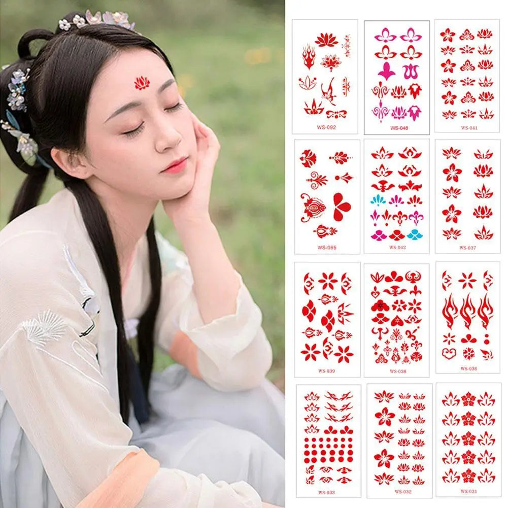 Classic Eyebrow Sexy Cute Retro Tattoo Paste Ancient Style Girl Baby Forehead Paste Hanfu Children's Temporary Tattoo Sticker Oasis Select