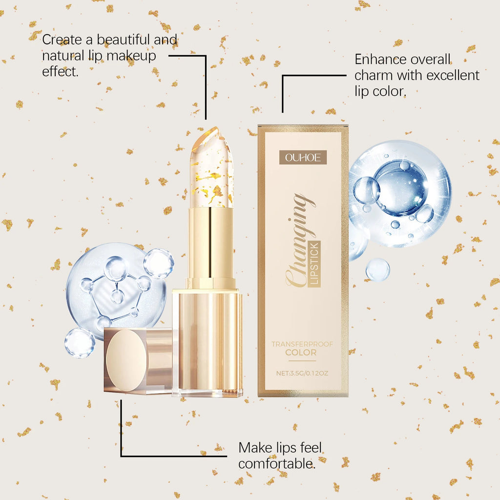 Gold foil color-changing nourishing lipstick Nourishes and moisturizes, gives lips a glossy, glass-like softness, non-greasy lip Oasis Select