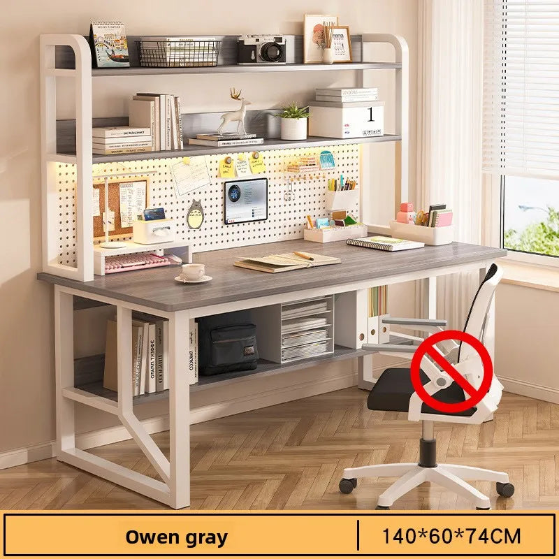 Computer desk, bookshelf, integrated bedroom, learning and writing desk, multi-functional desk with hole board Oasis Select Ash-140CM