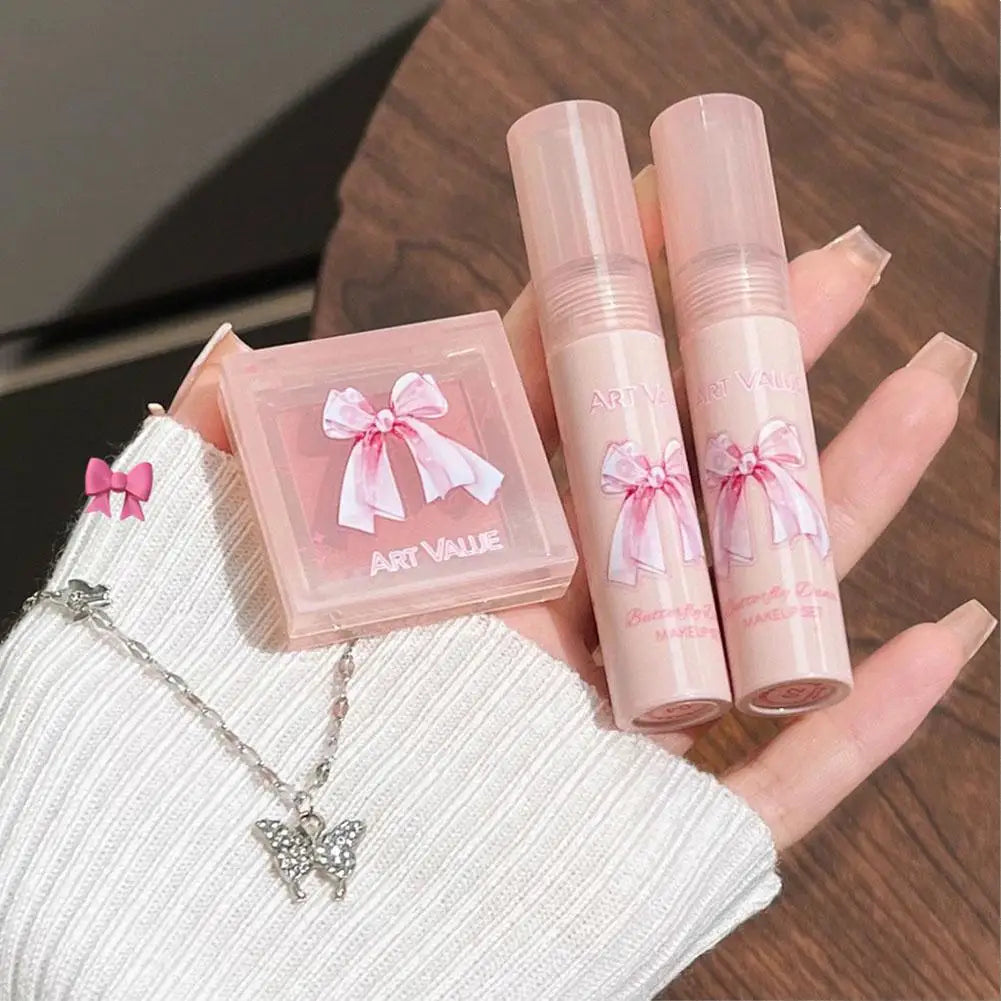 Lipstick & Blush Gift Box Set – 4 Lip Muds + Powder Blusher Makeup Gift Set Oasis Select