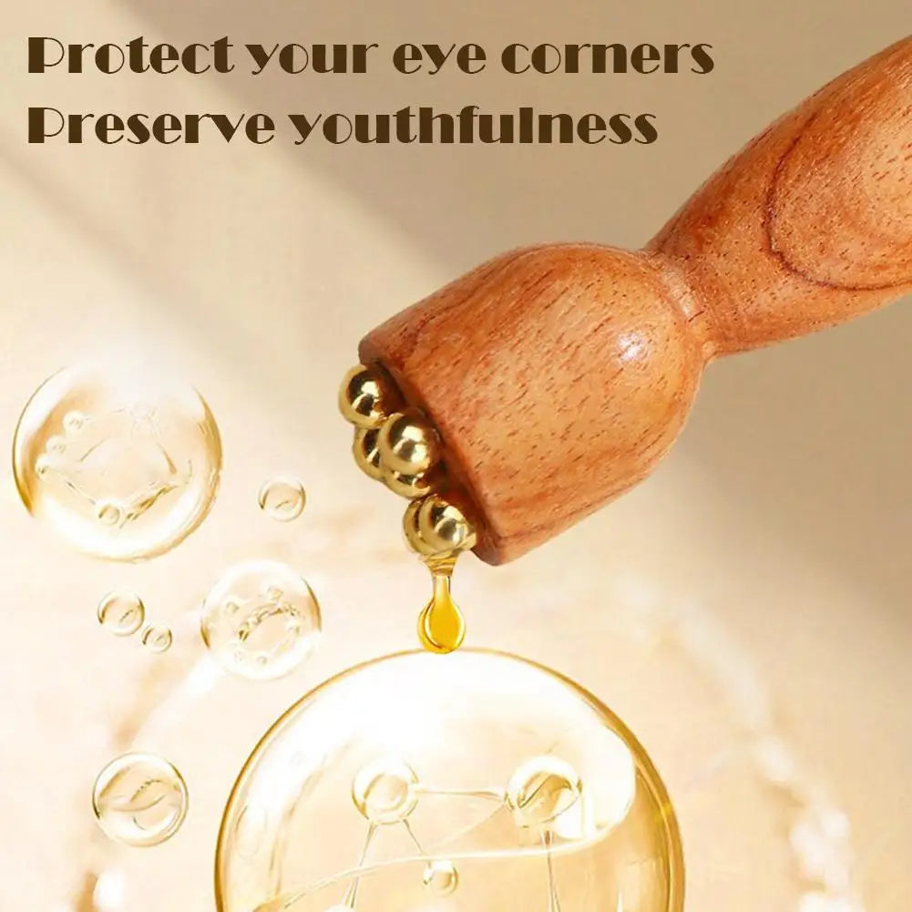 Facial Massager, Lotus Seedpod Beauty Brass Bead & Rosewood Facial Gua Sha Tool Eye Relaxation Meridians Point Acupoint Massage Oasis Select