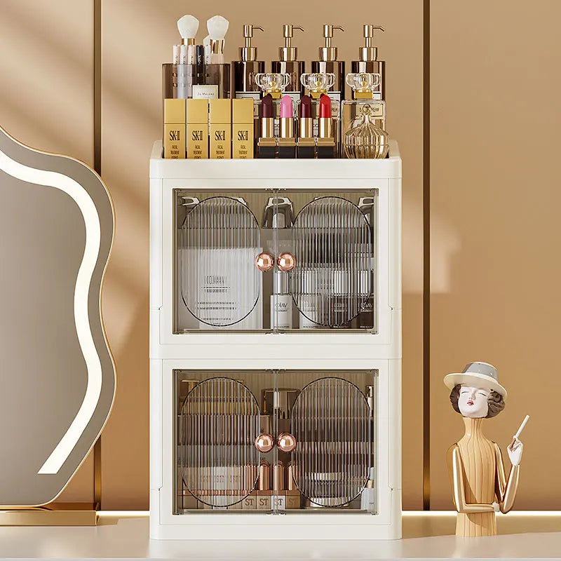 Foldable Desktop Makeup Organizer Multi-Layer Storage Cabinet Large Capacity for Cosmetics Toiletries Books Oasis Select