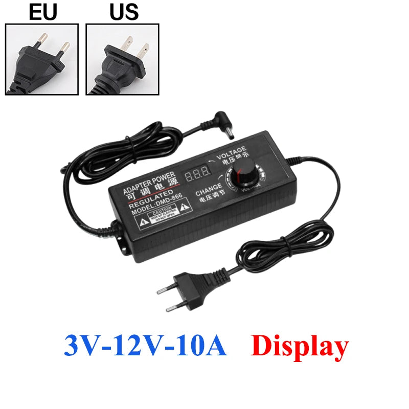 Power Supply Adjustable AC 220V 110V TO DC 3V 9V 12V 24V 1A 2A 3A 5A 10A Power Supply 3V 12V 24V With Jack Adapter Plug Female Oasis Select 3V-12V 10A Display Only Power Adapter EU Plug