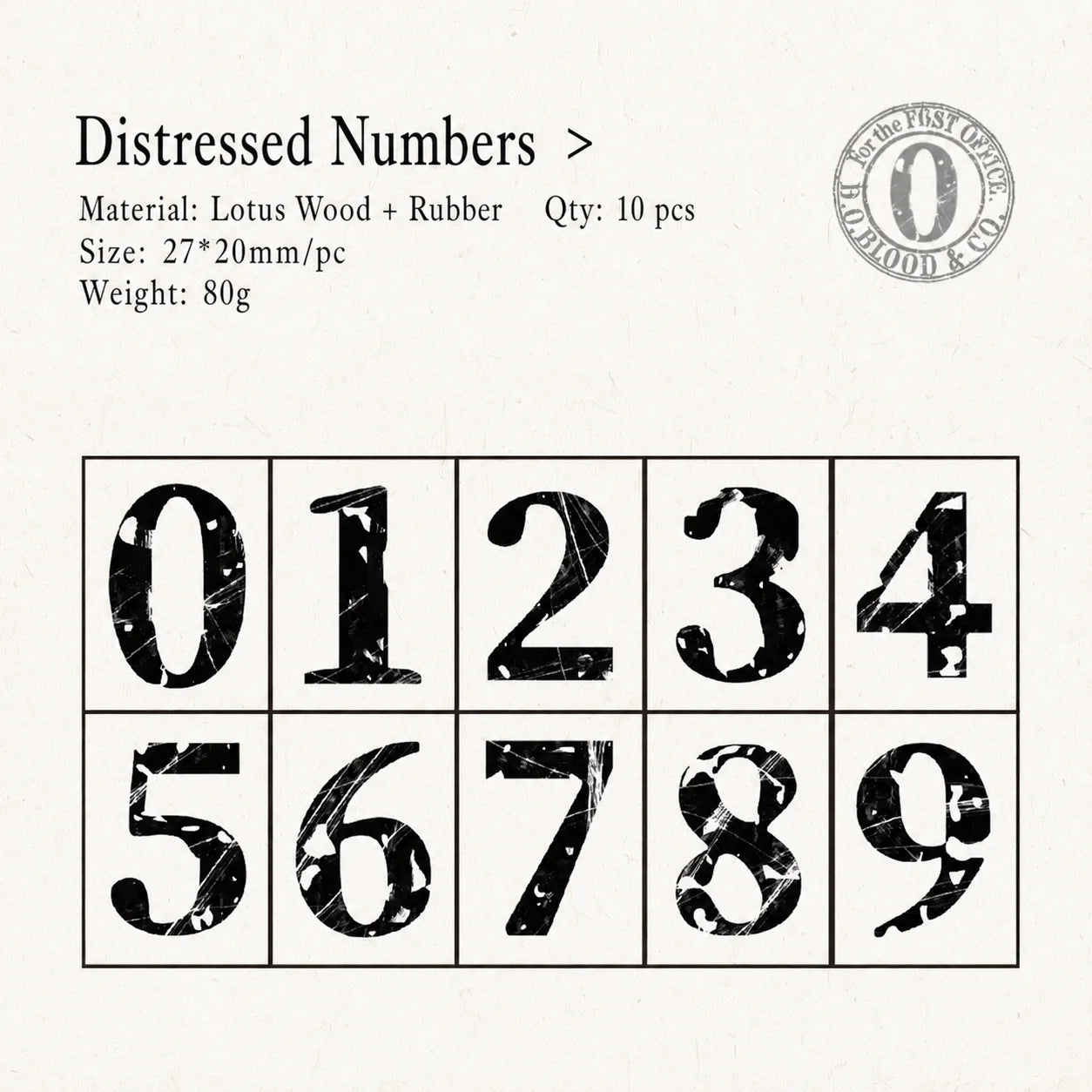 Vintage Broken Style Wooden Rubber Stamp Set – Letters & Numbers