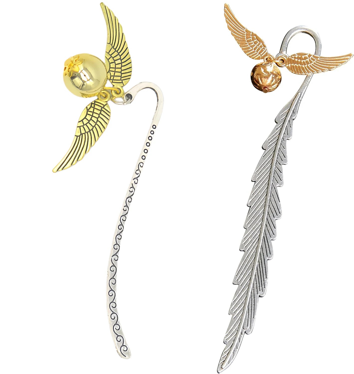 Magic Academy Metal Bookmark with Ornament Golden Snitch Hogwarts Reading Gift Christmas Stocking Book Lover Gift (Silver/Gold) Oasis Select